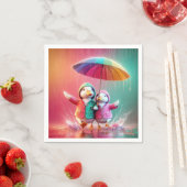 Weiße Enten wandern im Regen Serviette (Beispiel)