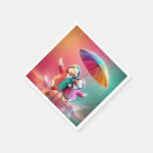 Weiße Enten wandern im Regen Serviette (Ecke)