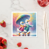 Weiße Enten wandern im Regen Serviette (Beispiel)