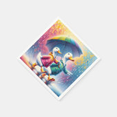 Weiße Enten wandern im Regen Serviette (Ecke)