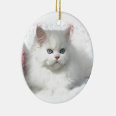 Weiße entzückende persische Katze Keramik Ornament (Rechts)