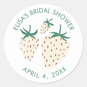 Weiße Erdbeere Pineberry BRIDAL SHOWER Benutzerdef Runder Aufkleber