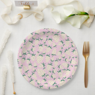 Weiße Erdbeere Pineberry CUSTOM BRIDAL SHOWER Pappteller