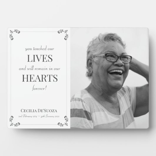 Weiße Erinnerung an das elegante Memorial Custom F Fotoplatte (Vorderseite)