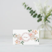 Weiße Errötungsblumen-Logo-Initialen Visitenkarte (Stehend Vorderseite)
