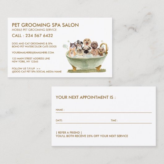 Weiße Erwachsener Wellness-Center Katzen Hunde Ern Visitenkarte (Vorne/Hinten)