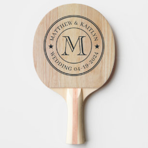 Weiße Eschenholz-Hochzeitsmonogramm-Stern Tischtennis Schläger