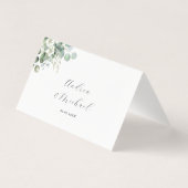 Weiße Eukalyptus-Bloral-Hochzeit-Tischnummer (Rückseite)