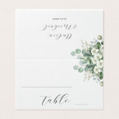 Weiße Eukalyptus-Bloral-Hochzeit-Tischnummer (Außenseite Aufgefaltet)