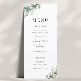 Weiße Eukalyptus Floral Summer Nature Wedding Menükarte
