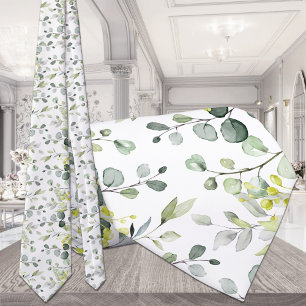 Weiße Eukalyptus-Grüne Hochzeit kleines Muster Krawatte