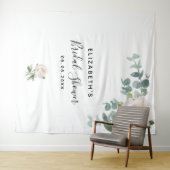 Weiße Eukalyptus-Grünpflanzen im Brautparty elegan Wandteppich (Beispiel (Horizontal))