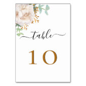Weiße Eukalyptusblüte, elegant Tischnummer (Rückseite)