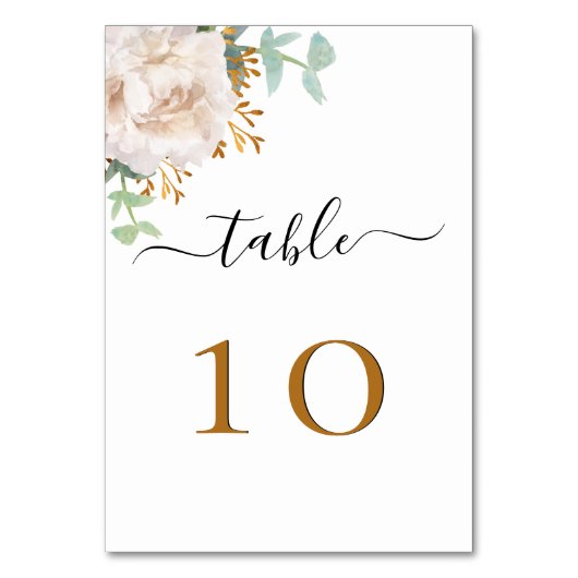Weiße Eukalyptusblüte, elegant Tischnummer (Rückseite)