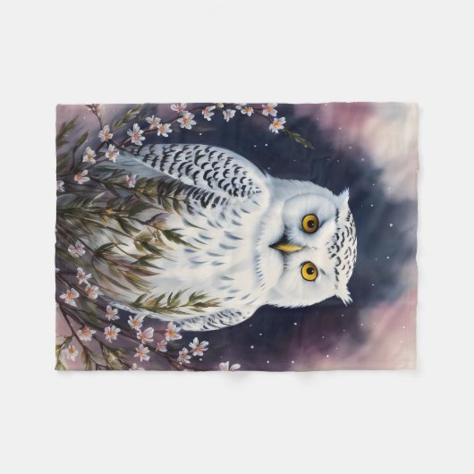 Weiße Eule Fleecedecke (Vorderseite (Horizontal))