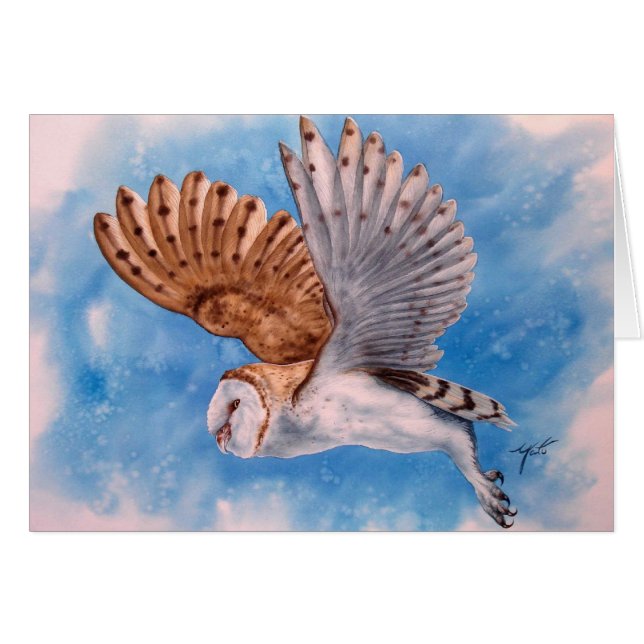 WEISSE EULE IM FLUG (Vorderseite (Horizontal))