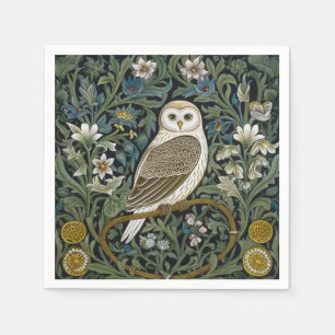 Weiße Eule im Jugendstil Serviette