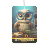 Weiße Eule mit Brille in einer gemütlichen Bibliot Autolufterfrischer (Vorderseite)