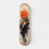 Weiße Eule unter dem fiery Moon, Retro-Wildnis Skateboard (Vorne)