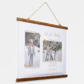 Weiße, Extravagante, goldene Minimalistische Branc Wandteppich Mit Holzrahmen (Gewinkelt)