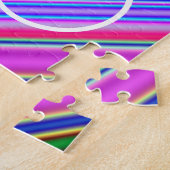 Weiße Fahrrad-Silhouette-Form, mehrfarbige Linien Puzzle (Seite)