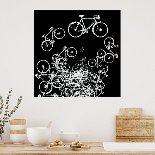 Weiße Fahrräder coole Einrichtung Poster (Küche)