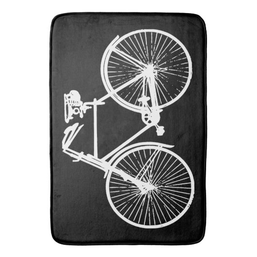 weiße Fahrradfahrradschwarz-Badmatte Badematte (Vorderseite Vertikal)