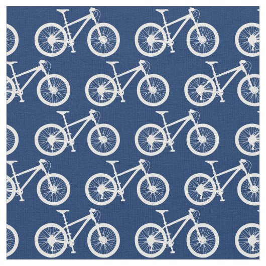 Weiße Fahrradmuster auf Navy Blue Stoff (Nahaufnahme)