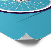 Weiße Fahrradrosa Blume Blauer Hintergrund Poster (Ecke)