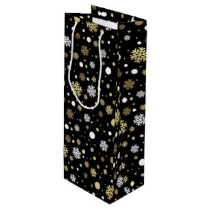 Weiße falsche Gold-Schneeflocken-Polka-Punkte auf  Geschenktüte Für Weinflaschen