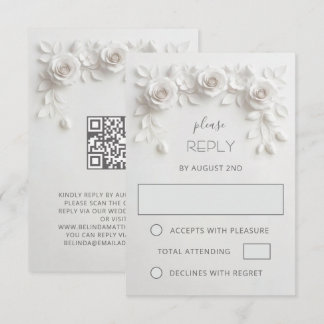 Weiße falsche Rosen Hochzeit mit ausgeschnittenem  RSVP Karte