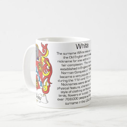 Weiße Familienwappen-Tasse Kaffeetasse (Vorderseite Links)