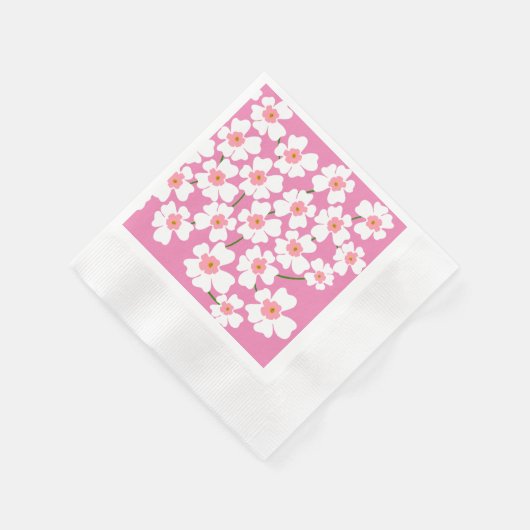 Weiße Fantasy-Blume Lover Pattern Pink Hochzeit Serviette (Ecke)