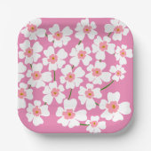 Weiße Fantasy-Blumenliebhaber-Muster Rosa Hochzeit Pappteller (Vorderseite)