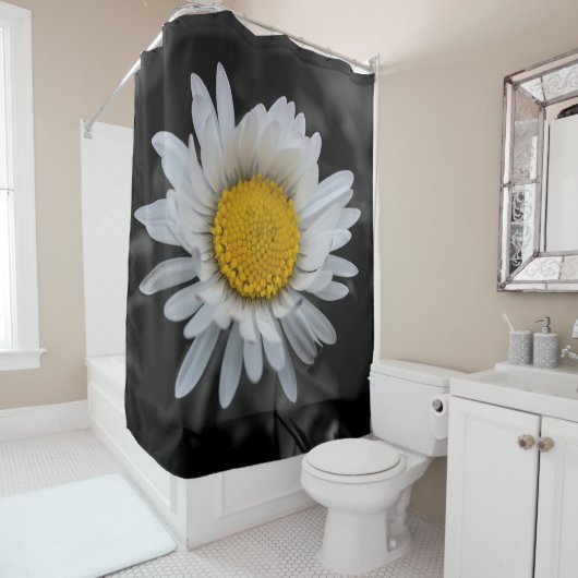 Weiße Farbe auf schwarzem Hintergrund Duschvorhang (Beispiel)