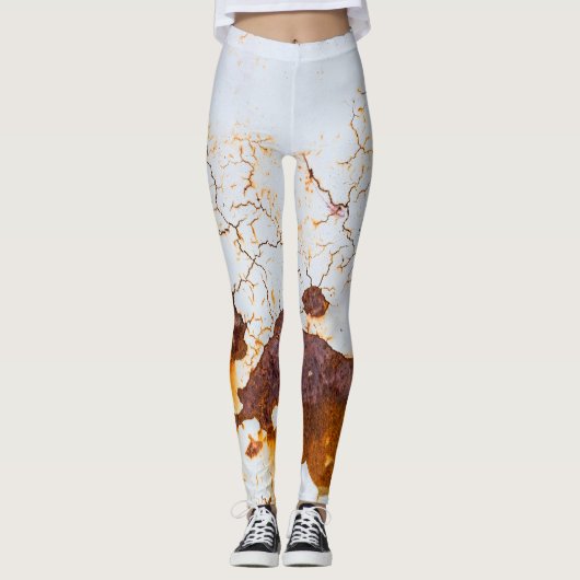 Weiße Farbe gebrochen, rostiges Auto. Leggings (Vorderseite)