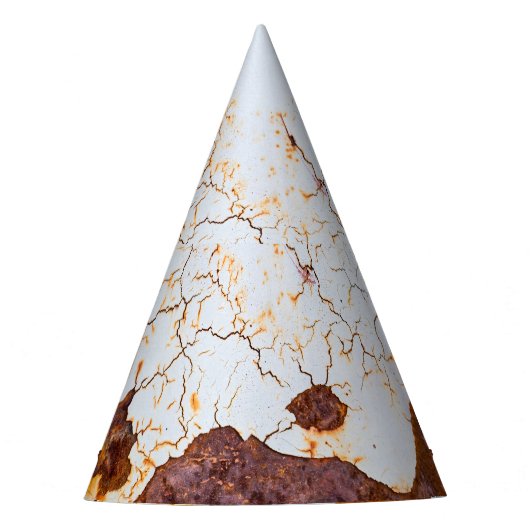 Weiße Farbe gebrochen, rostiges Auto. Partyhütchen (Vorderseite)