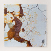 Weiße Farbe gebrochen, rostiges Auto. Puzzle (Horizontal)