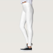 Weiße Farbe Massiv Schlicht Leggings (Links)
