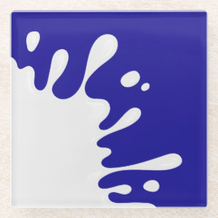 Weiße Farbe Spatter auf Ultramarine Blue Glasuntersetzer