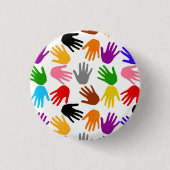 Weiße farbenfrohe Handabdruck-Musterdesign Button (Vorderseite)