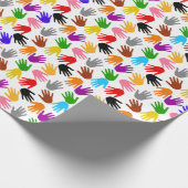 Weiße farbenfrohe Handabdruck-Musterdesign Geschenkpapier (Ecke)