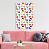 Weiße farbenfrohe Handabdruck-Musterdesign Leinwanddruck (Insitu (Wohnzimmer))