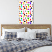 Weiße farbenfrohe Handabdruck-Musterdesign Leinwanddruck (Insitu (Schlafzimmer))