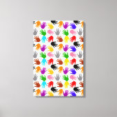 Weiße farbenfrohe Handabdruck-Musterdesign Leinwanddruck (Vorderseite)