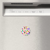 Weiße farbenfrohe Handabdruck-Musterdesign Magnet (In Situ (Geschirrspüler))