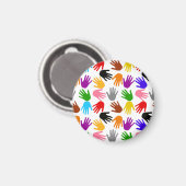 Weiße farbenfrohe Handabdruck-Musterdesign Magnet (Vorderseite/Rückseite)