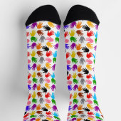 Weiße farbenfrohe Handabdruck-Musterdesign Socken (Oben)