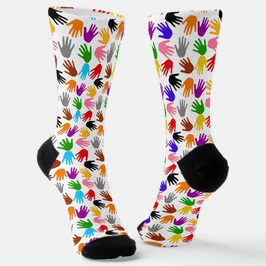 Weiße farbenfrohe Handabdruck-Musterdesign Socken (Gewinkelt)