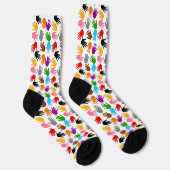 Weiße farbenfrohe Handabdruck-Musterdesign Socken (Rechts)